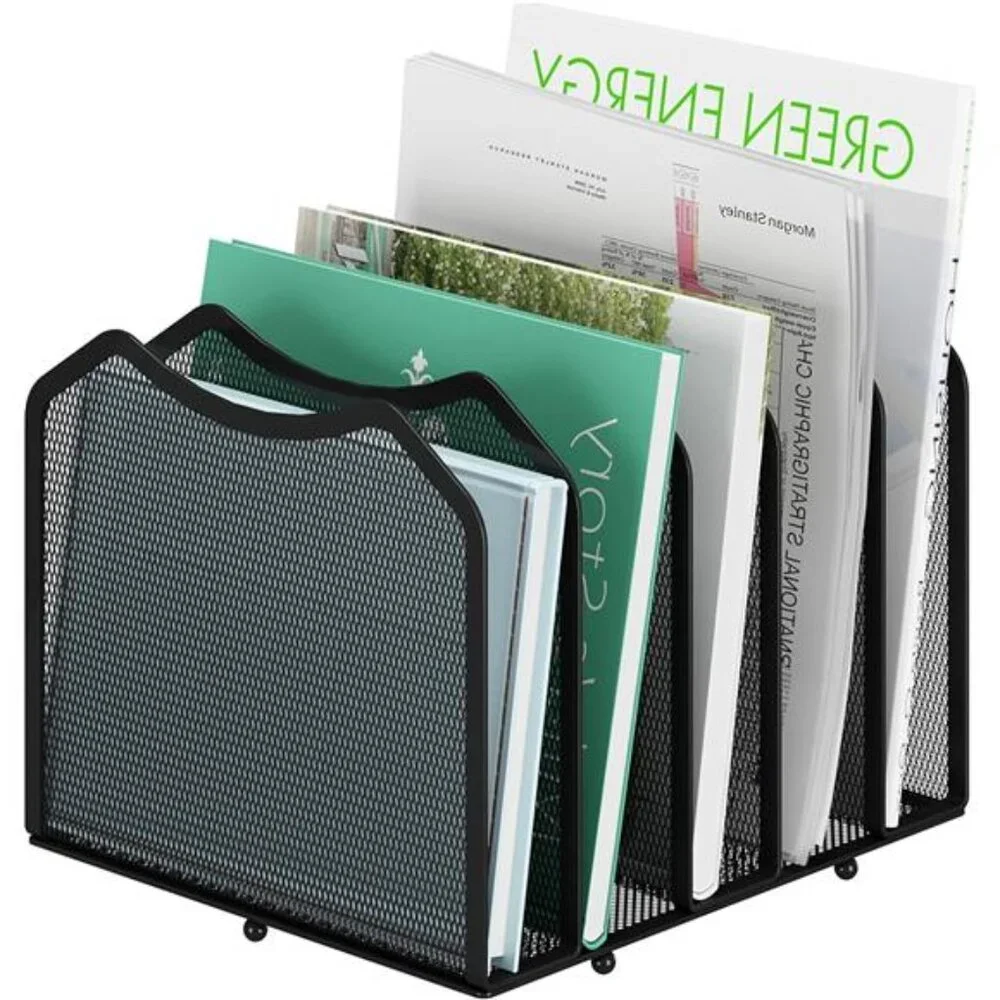 Mesh Desktop File Sorter Organizer 5 Section Desk Office Bookshelf Black